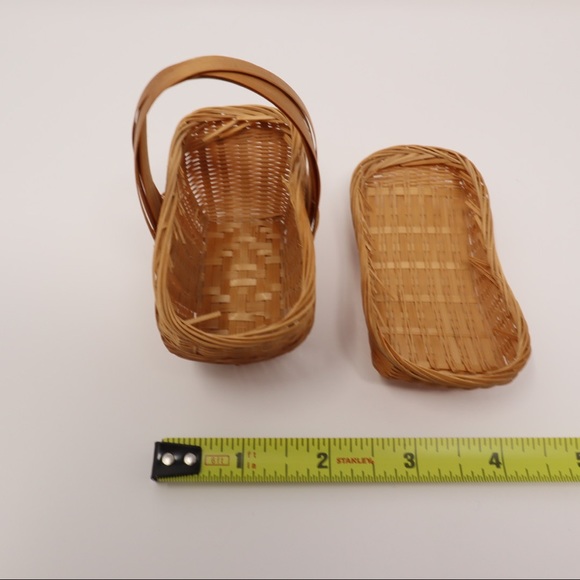 MINI WICKER picnic basket set of 5 vintage - Picture 12 of 16